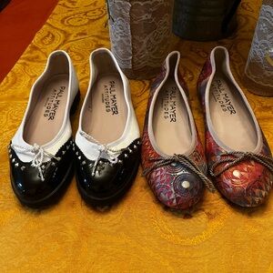 Set of 2 Paul Mayer Attitudes Black/White and Multicolor Flats - Size 7